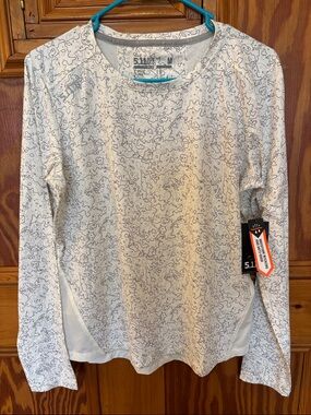 5.11 Tactical Women's Long-Sleeve White Top with Gray Abstract Print
